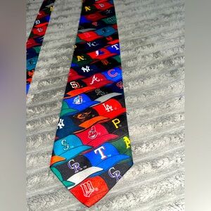 Vintage 1995 Surrey MLB Baseball Necktie Caps of All Major League Teams Neck Tie